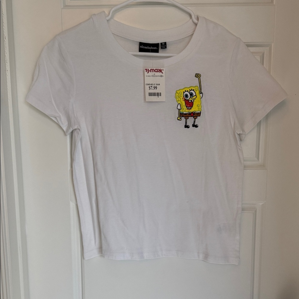 Nickelodeon White Tee with SpongeBob Patch